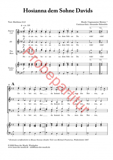Hosianna dem Sohne Davids (ungen. Meister) (GCh)