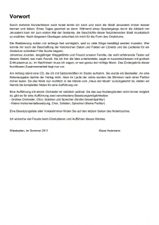 Jerusalem Schalom - (Kleine Partitur)