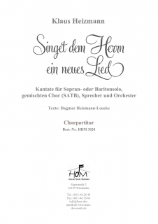 Singet dem Herrn Chorpartitur