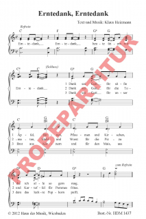 Erntedank, heute feiern wir Erntedank (Kinderlied) (GCh)