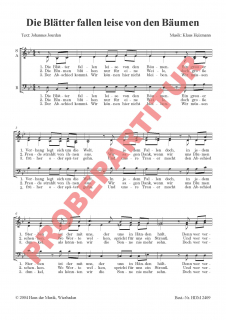 Die Blätter fallen leise von den Bäumen (Chorparitur)