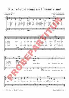 Noch ehe die Sonne am Himmel stand (Chorpartitur)