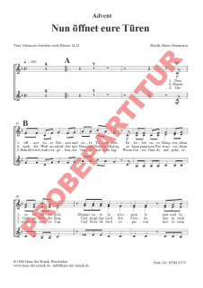 Nun öffnet eure Türen (Chorpartitur FCh)