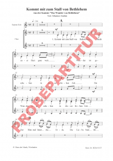 Kommt mit zum Stall von Bethlehem - Einzelnotenausgabe Chorpartitur Frauenchor