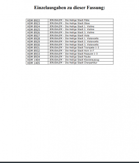 JERUSALEM Die Heilige Stadt - Orchesterpartitur FCh (3-stimmig)