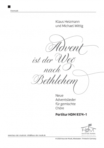 Advent ist der Weg nach Bethlehem - Partitur Digital