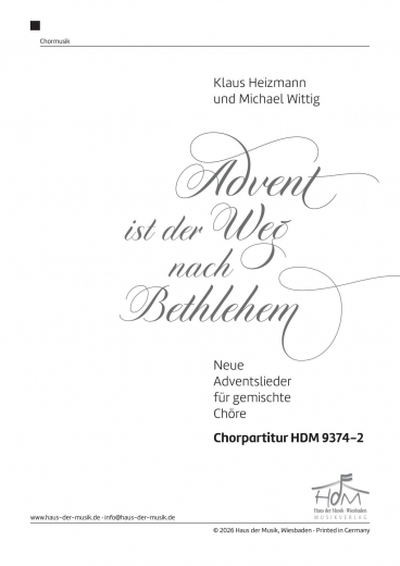 Advent ist der Weg nach Bethlehem - Chorpartitur Digital