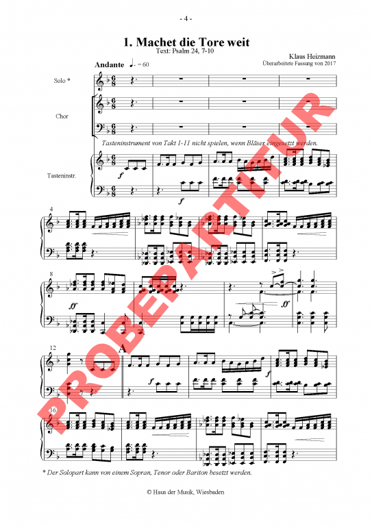 Machet die Tore weit - (Klavierauszug)
