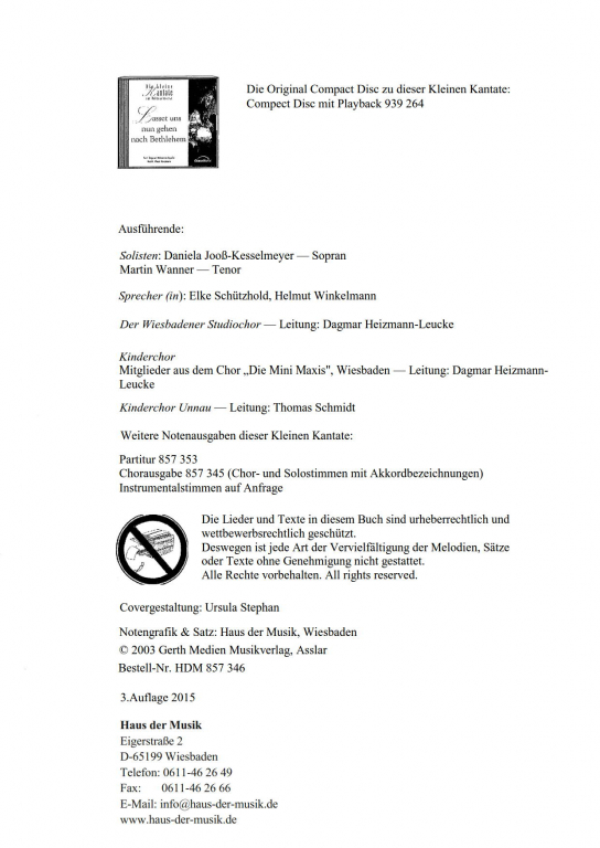 Lasset uns nun gehen Klavierauszug