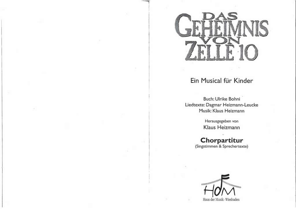 Das Geheimnis von Zelle 10 (Chorpartitur)