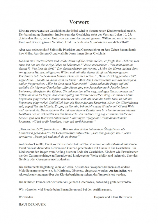 Der barmherzige Samariter - (Partitur)