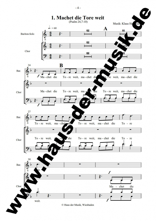 Macht hoch die Tür - (Chorpartitur)