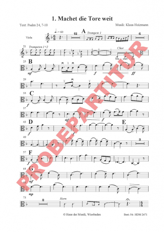 Macht hoch die Tür - (Viola)