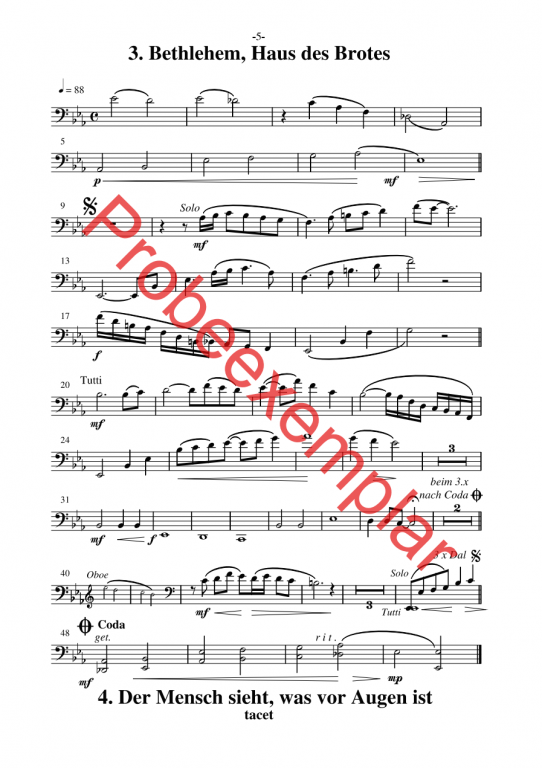 David - König, Sänger und Poet - (Violoncello 1 + 2)