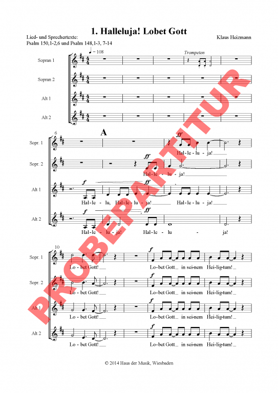 Halleluja! Lobet Gott - (Chorpartitur)