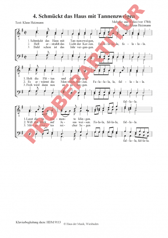 Vier neue Adventslieder für Männerchöre - (Chorpartitur)