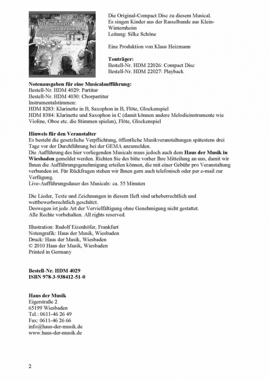 Das Räubernest - (Chorpartitur)