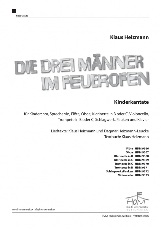 Die drei Männer im Feuerofen Flöte