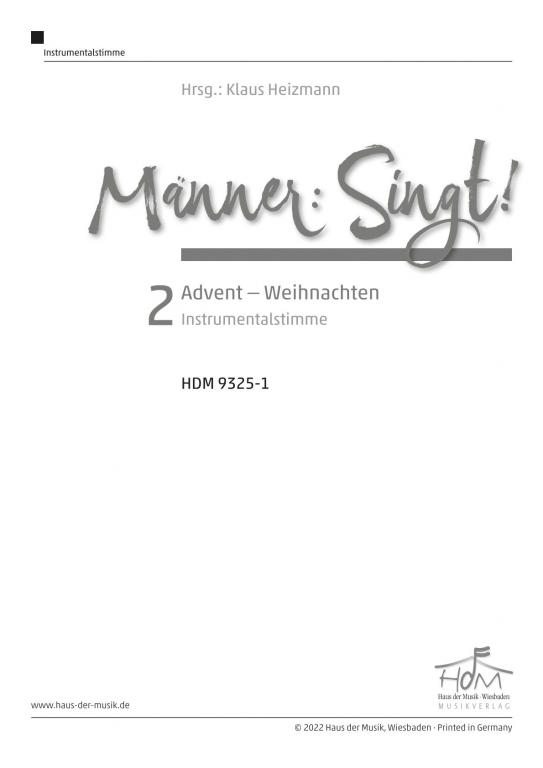 Männer Singt! Band 2 Instrumentalstimmen Digital