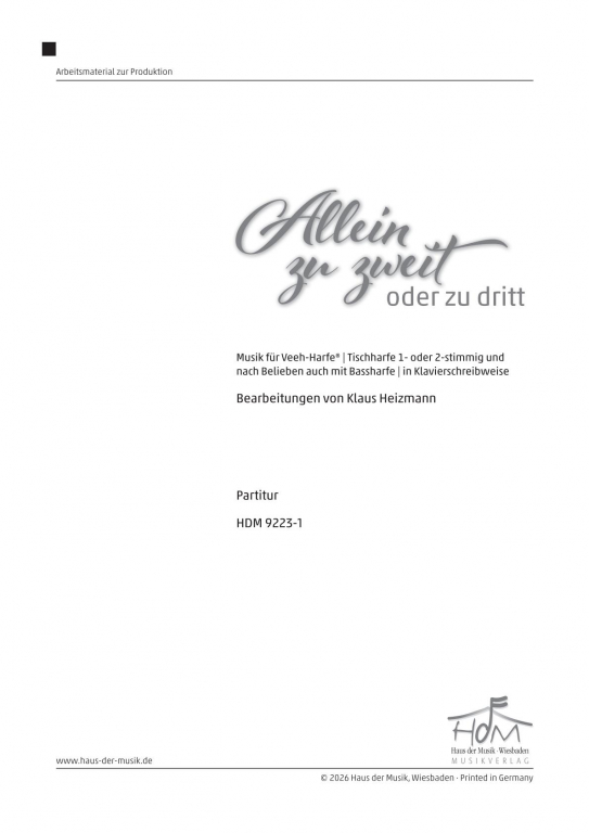 Allein zu zweit – Partiturausgabe