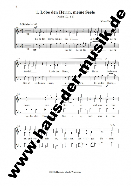Lobe den Herrn, meine Seele (dreistimmig) Chorpartitur