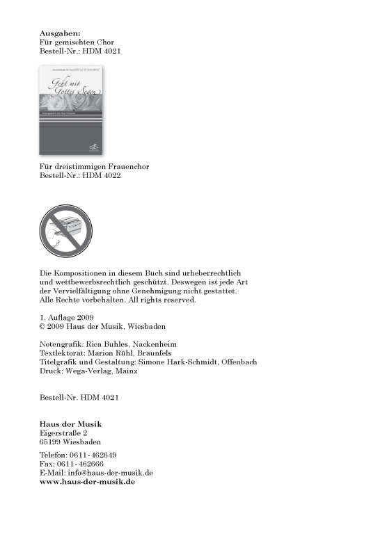 Geht mit Gottes Segen - (Gemischter Chor)